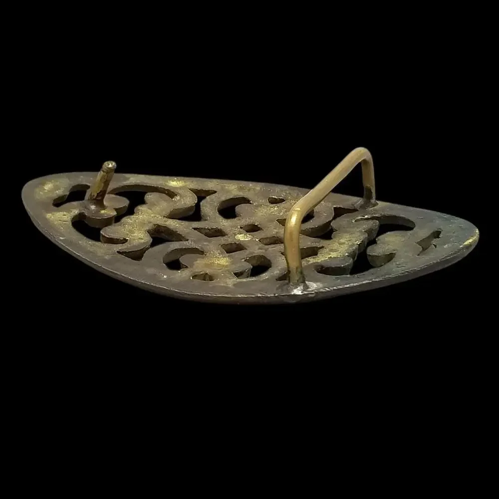 Vintage Belt Buckle Solid Brass Women Abstract Celtic Hippie Goth Made In Taiwan